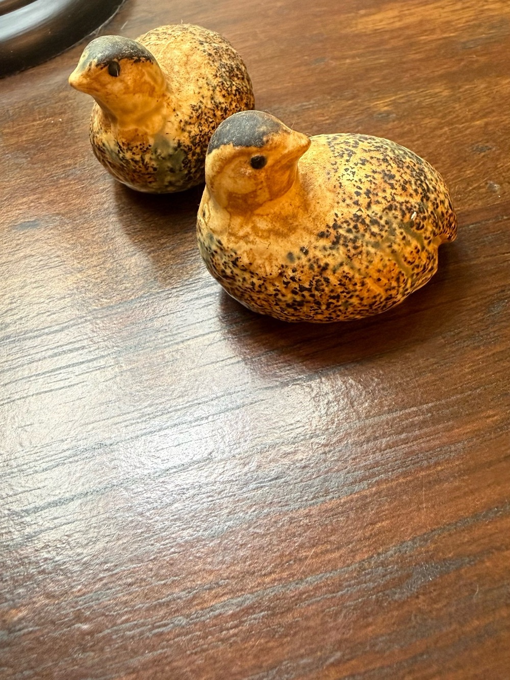 Speckled Ceramic Quail Figurine Pair in Brown - Home Accents Decor